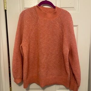 EUC LOFT balloon sleeve pink/white marble sweater